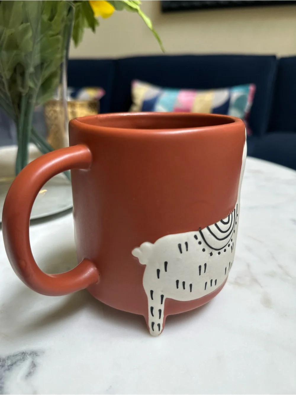 UD Home Terracotta Ceramic llama mug - Orange